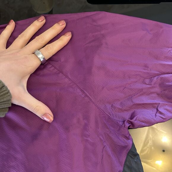 Rab Windbreaker Wisp Jacket L Purple Hidden Hood Pertex Microlight Womens - Stai - Picture 5 of 7